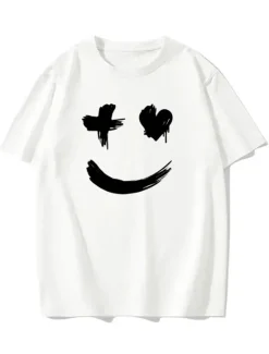 Clearance OUKU Men's Graphic Prints T Shirt Graphic Tee 100% Cotton Short Sleeve Graphic Shirt Black White Comfortable Tee Vacation Street Fashion Designer Clothing