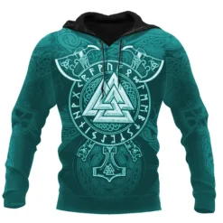 New OUKU Men's Graphic Prints Viking Hoodie Hoodies Sweatshirt Daily Classic Long Sleeve Hooded Holiday Going out Streetwear Black Red Print Spring & Fall Designer