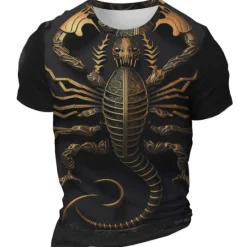 Outlet OUKU Men's Graphic Scorpion T Shirt Short Sleeve T shirt 3D Print Crew Neck Shirt Daily Designer Retro Vintage Sports Outdoor Holiday Going out Purple Brown Gray Spring & Summer Clothing Apparel S M L XL