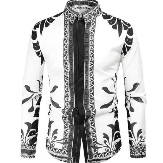 Hot OUKU Men's Graphic Shirt Western Shirt Cowboy Shirt Long Sleeve Fashion Designer Classic Daily Holiday Turndown White Red Green Black+White