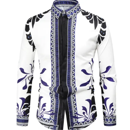 Hot OUKU Men's Graphic Shirt Western Shirt Cowboy Shirt Long Sleeve Fashion Designer Classic Daily Holiday Turndown White Red Green Black+White