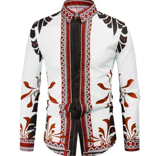 Hot OUKU Men's Graphic Shirt Western Shirt Cowboy Shirt Long Sleeve Fashion Designer Classic Daily Holiday Turndown White Red Green Black+White