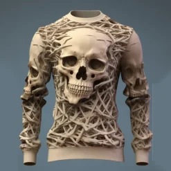 Discount OUKU Men's Graphic Skeleton Skulls Sweatshirts Golf Pullover Sweatshirt Long Sleeve Sweatshirt Crew Neck Daily Casual Vintage Retro 3D Print Vacation Holiday Going out Print Spring & Fall