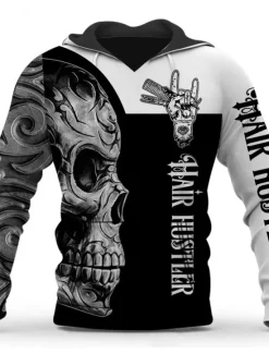 Clearance OUKU Men's Graphic Skull Camouflage Hoodie Hoodies Sweatshirt Streetwear Designer Long Sleeve Hooded Sports & Outdoor Daily Black Green Print Spring & Fall Designer