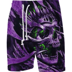 New OUKU Men's Graphic Skull Halloween Costumes Sweat Shorts Beach Shorts Terry Shorts Mid Waist Sports Designer Athleisure Casual Daily Holiday Elastic Waist 3D Print Drawstring Designer Clothing Apparel