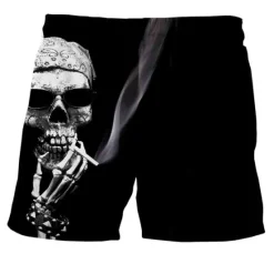 OUKU Men's Graphic Skull Print Swim Trunks Swim Shorts Board Shorts Mid Waist Streetwear Hawaiian Designer Casual Daily Holiday with Mesh lining Elastic Waist Drawstring Designer Clothing Apparel