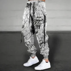 Discount OUKU Men's Graphic Skull Sweatpants Joggers Pants Trousers Mid Waist Drawstring Elastic Waist Vintage Casual Outdoor Street Dailywear Pocket Spring Fall Winter 3D Print Gray