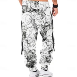 Discount OUKU Men's Graphic Skull Sweatpants Joggers Pants Trousers Mid Waist Drawstring Elastic Waist Vintage Casual Outdoor Street Dailywear Pocket Spring Fall Winter 3D Print Gray