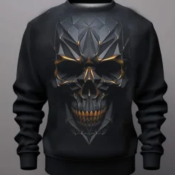 OUKU Men's Graphic Skulls Sweatshirts Golf Pullover Sweatshirt Long Sleeve Sweatshirt Crew Neck Fashion Daily Casual 3D Print Vacation Holiday Going out Print Spring & Fall