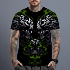 Discount OUKU Men's Graphic Skulls T Shirt Short Sleeve T shirt 3D Print Crew Neck Shirt Daily Designer Casual Sports Outdoor Holiday Going out Red Blue Purple Spring & Summer Clothing Apparel S M L XL 2XL 3XL 4XL