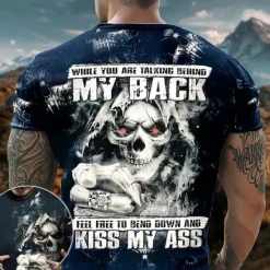 Online OUKU Men's Graphic Skulls T Shirt Tee Retro Shirts Short Sleeve T shirt 3D Print Crew Neck Shirt Vintage Fashion Designer Outdoor Casual Daily Black Blue Spring & Summer Clothing Apparel S M L XL 2XL 3XL