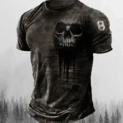 Online OUKU Men's Graphic Skulls T Shirt Halloween Shirt Tee Short Sleeve T shirt 3D Print Crew Neck Shirt Vintage Fashion Designer Outdoor Casual Daily Black Yellow Blue Spring & Summer Clothing Apparel S M L