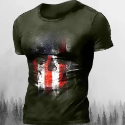 Online OUKU Men's Graphic Skulls T Shirt Halloween Shirt Tee Short Sleeve T shirt 3D Print Crew Neck Shirt Vintage Fashion Designer Outdoor Casual Daily Black Yellow Blue Spring & Summer Clothing Apparel S M L