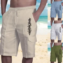 Discount OUKU Men's Graphic Slogan Shorts Summer Shorts Beach Shorts Mid Waist Streetwear Designer Casual Daily Holiday Elastic Waist Drawstring Print Designer Clothing Apparel