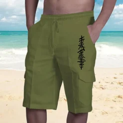 Discount OUKU Men's Graphic Slogan Shorts Summer Shorts Beach Shorts Mid Waist Streetwear Designer Casual Daily Holiday Elastic Waist Drawstring Print Designer Clothing Apparel