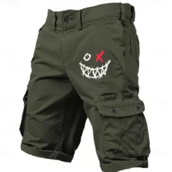 Discount OUKU Men's Graphic Smile Face Cargo Shorts Work Shorts Mid Waist Classic Casual Outdoor Camping & Hiking Multiple Pockets Designer Clothing Apparel