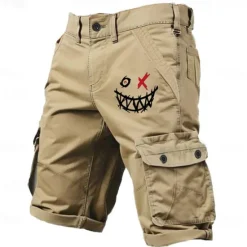 Discount OUKU Men's Graphic Smile Face Cargo Shorts Work Shorts Mid Waist Classic Casual Outdoor Camping & Hiking Multiple Pockets Designer Clothing Apparel