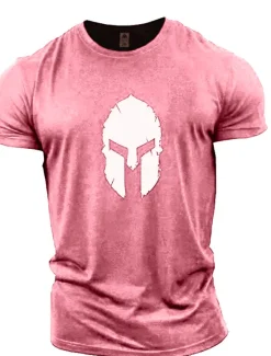 Sale OUKU Men's Graphic Spartan T Shirt Tee 100% Cotton Short Sleeve Graphic Shirt Wine Navy Black on white Comfortable Tee Gym Fashion Designer Clothing
