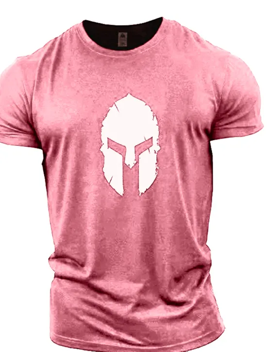 Sale OUKU Men's Graphic Spartan T Shirt Tee 100% Cotton Short Sleeve Graphic Shirt Wine Navy Black on white Comfortable Tee Gym Fashion Designer Clothing
