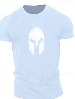 Sale OUKU Men's Graphic Spartan T Shirt Tee 100% Cotton Short Sleeve Graphic Shirt Wine Navy Black on white Comfortable Tee Gym Fashion Designer Clothing