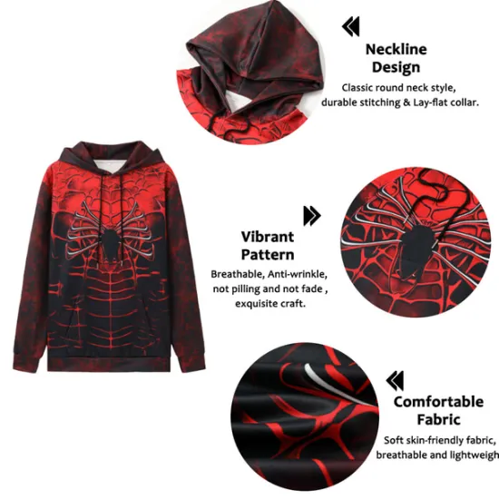 Sale OUKU Men's Graphic Spiders Spider web Hoodie Hoodies Sweatshirt Fashion Daily Long Sleeve Hooded Vacation Sports Outdoor Holiday #1 #2 Print Front Pocket Spring & Fall Designer