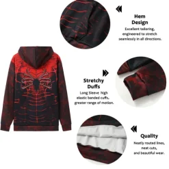 Sale OUKU Men's Graphic Spiders Spider web Hoodie Hoodies Sweatshirt Fashion Daily Long Sleeve Hooded Vacation Sports Outdoor Holiday #1 #2 Print Front Pocket Spring & Fall Designer