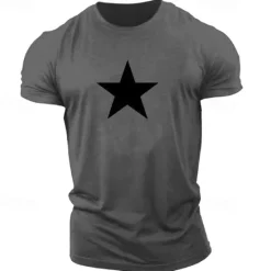 New OUKU Men's Graphic Star T Shirt Casual Style 100% Cotton Short Sleeve Graphic Shirt Black / Red Red / White Black / Gray Comfortable Tee Casual Sports Fashion Designer Clothing