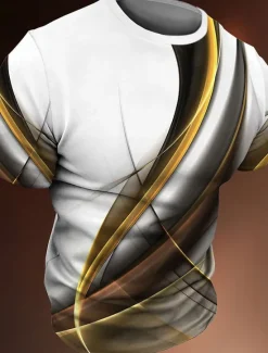 Best OUKU Men's Graphic Striped T Shirt Tee Short Sleeve T shirt 3D Print Crew Neck Shirt Vintage Fashion Designer Outdoor Casual Daily Yellow Blue Purple Spring & Summer Clothing Apparel S M L XL 2XL 3XL