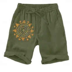 Best OUKU Men's Graphic Sun Shorts Summer Shorts Casual Shorts Mid Waist Streetwear Designer Ethnic Style Casual Daily Holiday Pocket Drawstring Elastic Waist Designer Clothing Apparel