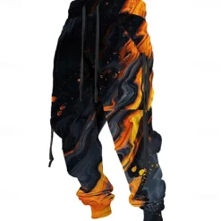 Online OUKU Men's Graphic Sweatpants Joggers Trousers Mid Waist Casual Outdoor Side Pockets 3D Print Fall & Winter 3D Print Black