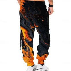 Online OUKU Men's Graphic Sweatpants Joggers Trousers Mid Waist Casual Outdoor Side Pockets 3D Print Fall & Winter 3D Print Black
