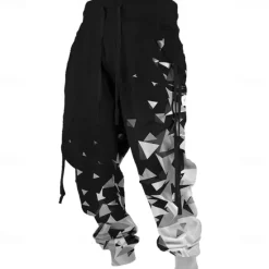 OUKU Men's Graphic Sweatpants Joggers Mid Waist Casual Outdoor 3D Print Fall & Winter Black