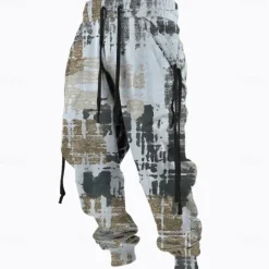 Discount OUKU Men's Graphic Sweatpants Joggers Pants Trousers Mid Waist Drawstring Elastic Waist Vintage Casual Outdoor Street Dailywear Pocket Spring Fall Winter 3D Print Light Gray Blue Beige