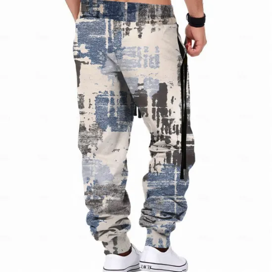 Discount OUKU Men's Graphic Sweatpants Joggers Pants Trousers Mid Waist Drawstring Elastic Waist Vintage Casual Outdoor Street Dailywear Pocket Spring Fall Winter 3D Print Light Gray Blue Beige