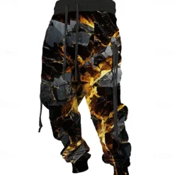 Online OUKU Men's Graphic Sweatpants Joggers Mid Waist Casual Outdoor 3D Print Fall & Winter Black