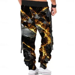Online OUKU Men's Graphic Sweatpants Joggers Mid Waist Casual Outdoor 3D Print Fall & Winter Black