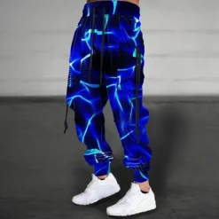 Online OUKU Men's Graphic Sweatpants Joggers Pants Trousers Mid Waist Drawstring Elastic Waist Casual Dark Outdoor Street Dailywear Pocket Spring Fall Winter 3D Print Blue
