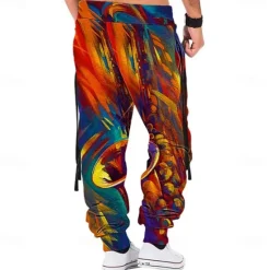 Clearance OUKU Men's Graphic Sweatpants Joggers Pants Trousers Mid Waist Drawstring Elastic Waist Casual Outdoor Street Dailywear Pocket Spring Fall Winter 3D Print Multi Color