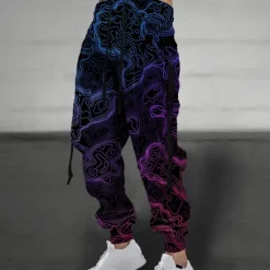 Hot OUKU Men's Graphic Sweatpants Joggers Pants Trousers Mid Waist Drawstring Elastic Waist Casual Outdoor Street Dailywear Pocket Spring Fall Winter 3D Print Black