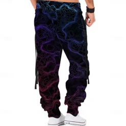 Hot OUKU Men's Graphic Sweatpants Joggers Pants Trousers Mid Waist Drawstring Elastic Waist Casual Outdoor Street Dailywear Pocket Spring Fall Winter 3D Print Black