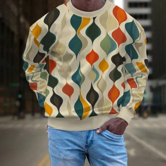 Outlet OUKU Men's Graphic Sweatshirts Golf Pullover Sweatshirt Long Sleeve Sweatshirt Hooded Vacation Cool Daily Print Vacation Sports Outdoor Going out Printing Winter Spring & Fall Beige