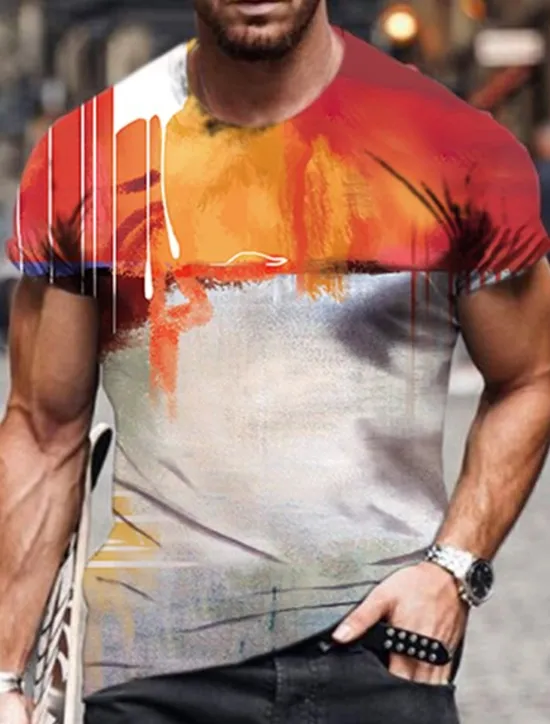 Discount OUKU Men's Graphic T Shirt Tee Distressed T Shirt Short Sleeve T shirt 3D Print Crew Neck Shirt Vintage Designer Basic Casual Daily Weekend A B C Summer Clothing Apparel Plus Size S M L XL XXL 3XL 4XL
