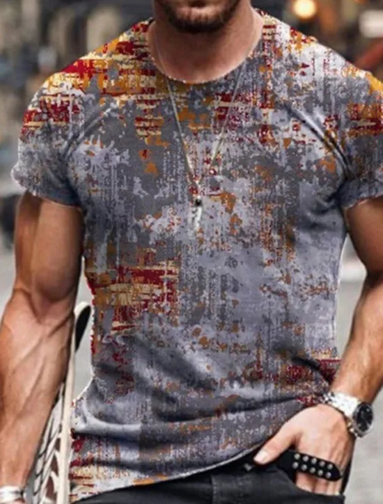 Discount OUKU Men's Graphic T Shirt Tee Distressed T Shirt Short Sleeve T shirt 3D Print Crew Neck Shirt Vintage Designer Basic Casual Daily Weekend A B C Summer Clothing Apparel Plus Size S M L XL XXL 3XL 4XL