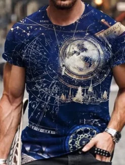 Discount OUKU Men's Graphic T Shirt Tee Distressed T Shirt Short Sleeve T shirt 3D Print Crew Neck Shirt Vintage Designer Basic Casual Daily Weekend A B C Summer Clothing Apparel Plus Size S M L XL XXL 3XL 4XL