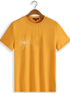 Best OUKU Men's Graphic T Shirt Tee Top Short Sleeve T shirt Crew Neck Shirt Fashion Outdoor Casual Street Casual Daily Spring & Summer Clothing Apparel S M L XL XXL Orange