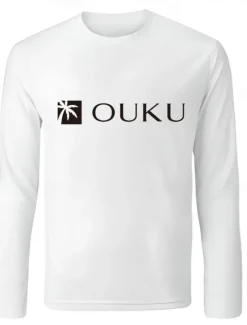 OUKU Men's Graphic Tee Funny T Shirts Casual Style Classic Style Optical Illusion Crew Neck Clothing Apparel Other Prints Outdoor Vacation Party Street Daily Long Sleeve 100% Cotton Fashion Exaggerated White