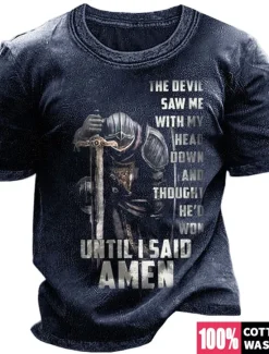 OUKU Men's Graphic Templar Cross T Shirt Graphic Tee 100% Cotton Short Sleeve Graphic Shirt Black Wine Navy Blue Comfortable Tee Vacation Daily Wear Fashion Designer Clothing