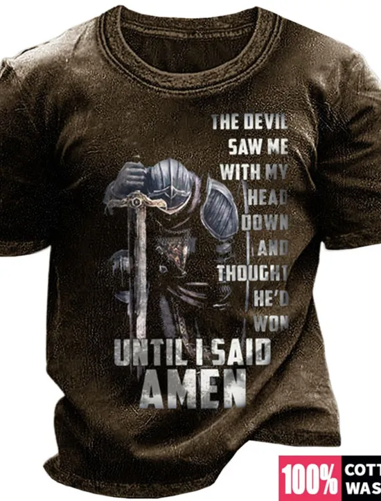 OUKU Men's Graphic Templar Cross T Shirt Graphic Tee 100% Cotton Short Sleeve Graphic Shirt Black Wine Navy Blue Comfortable Tee Vacation Daily Wear Fashion Designer Clothing
