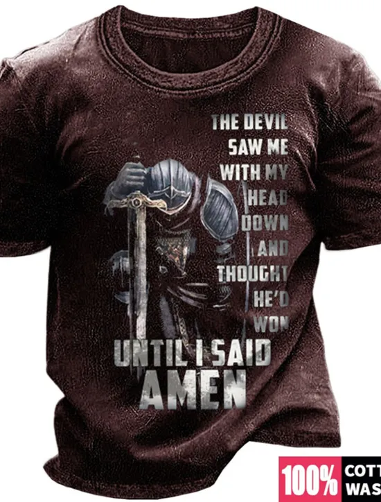 OUKU Men's Graphic Templar Cross T Shirt Graphic Tee 100% Cotton Short Sleeve Graphic Shirt Black Wine Navy Blue Comfortable Tee Vacation Daily Wear Fashion Designer Clothing