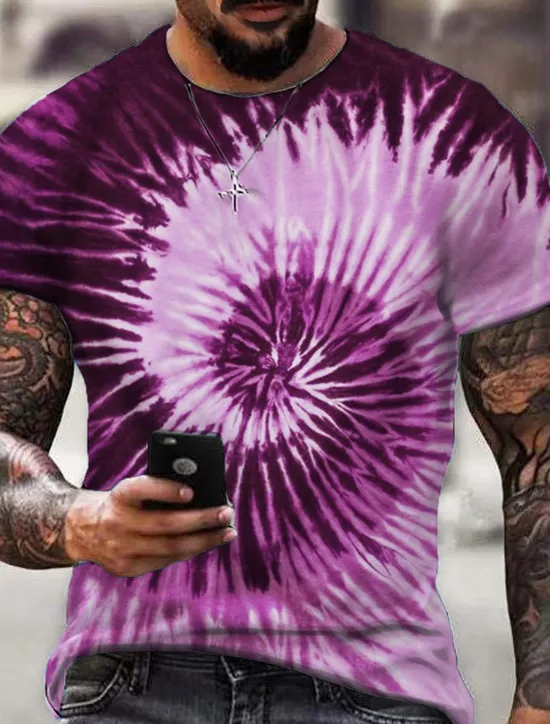 Sale OUKU Men's Graphic Tie Dye Spiral Stripe T Shirt Short Sleeve T shirt 3D Print Crew Neck Shirt Sports Designer Classic Daily Sports Weekend Yellow Blue Purple Summer Clothing Apparel S M L XL XXL 3XL